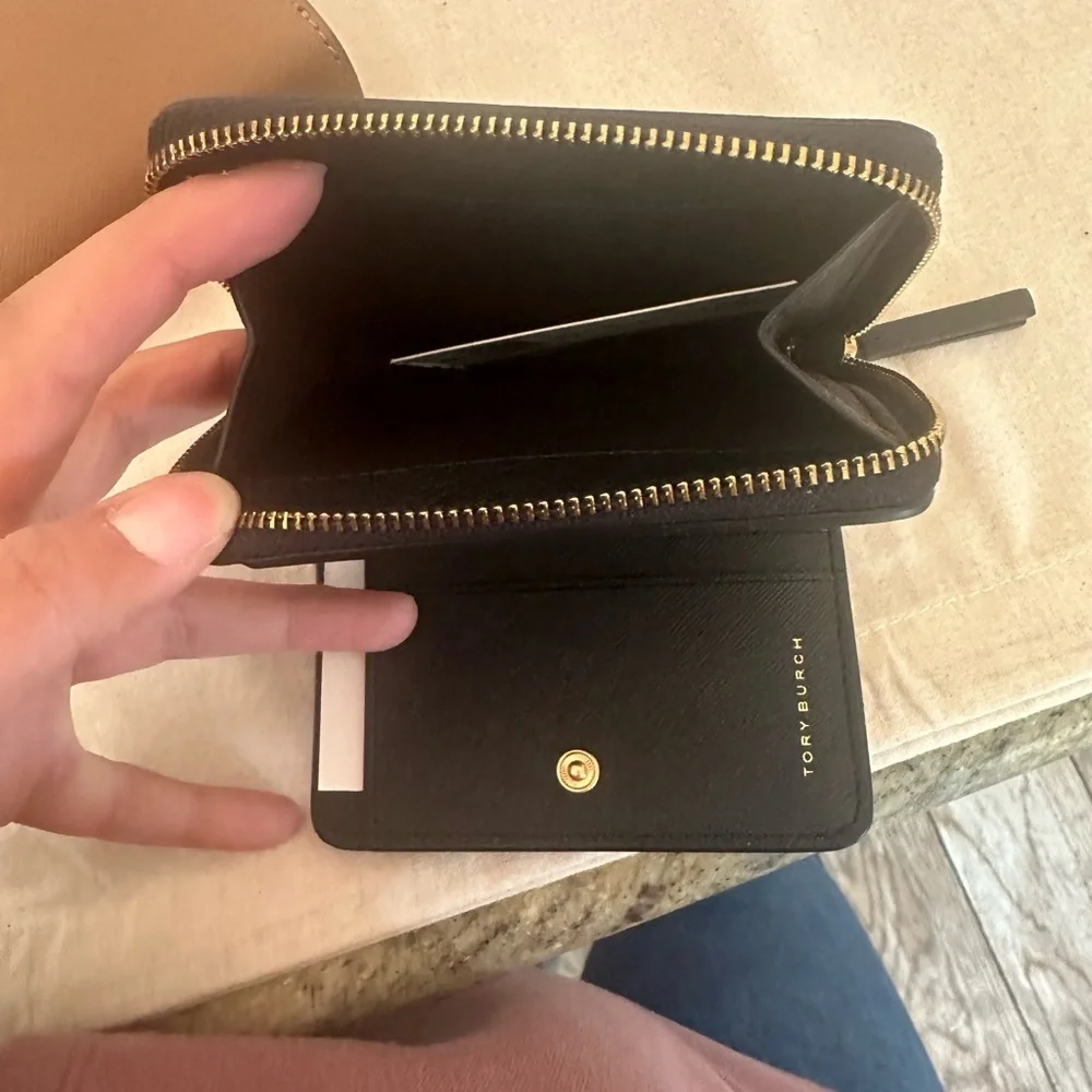 New Tory Burch Emerson leather zip around wallet